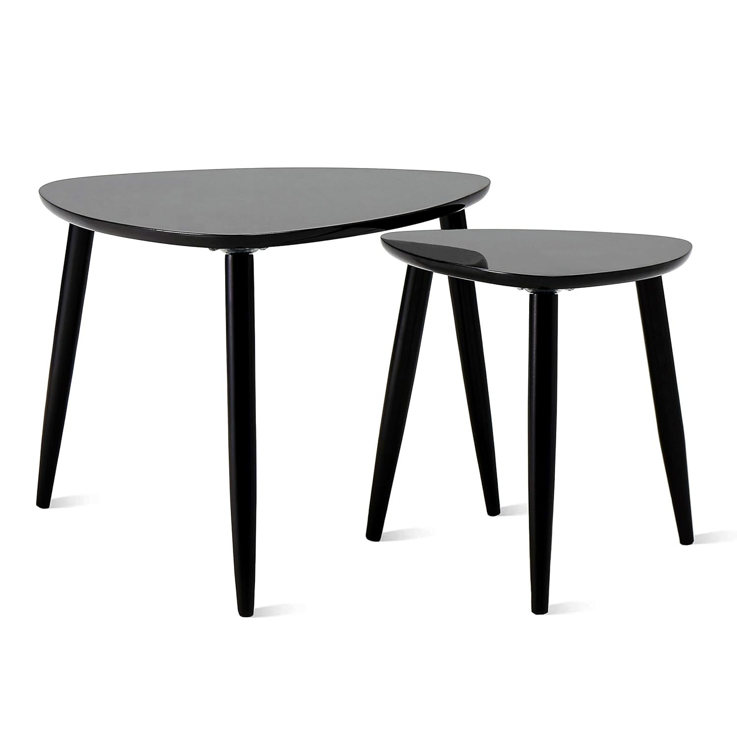 TaoHFE Nesting Table Coffee Tables for Living Room End Side Tables Sturdy and Environmental Material Durable Triangle Nesting Table Set (Set of 2, Black)