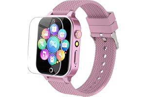 TYWOP Smart Watch for Kids Girls Age 3-12 with 26 Puzzle Games HD Video Camera Touchscreen Music Player Learning Cards Storybook Pedometer Metal Case Kids Watch Toy Birthday Gifts Include 2 Screen Protector