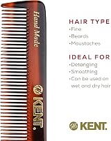 KENT Handmade Fine Tooth Pocket Comb 11.2cm Leather Tab Case Styling view 6