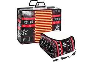 Riakrum 12V Heated Blanket for Car with 2 Heating Levels Winter Christmas Electric Blanket Xmas Warm Throw Gift, Plugs into Car Truck SUV RV and Camping, 58 x 43 Inch(Warm Color,Snowflake)