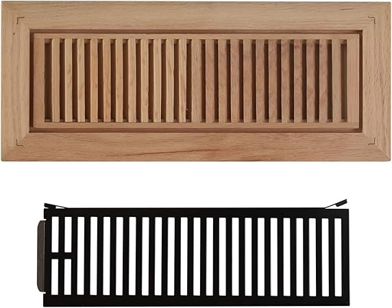 4 X 14 Inch Red Oak Vents With Damper Wood Flush Mount With Frame