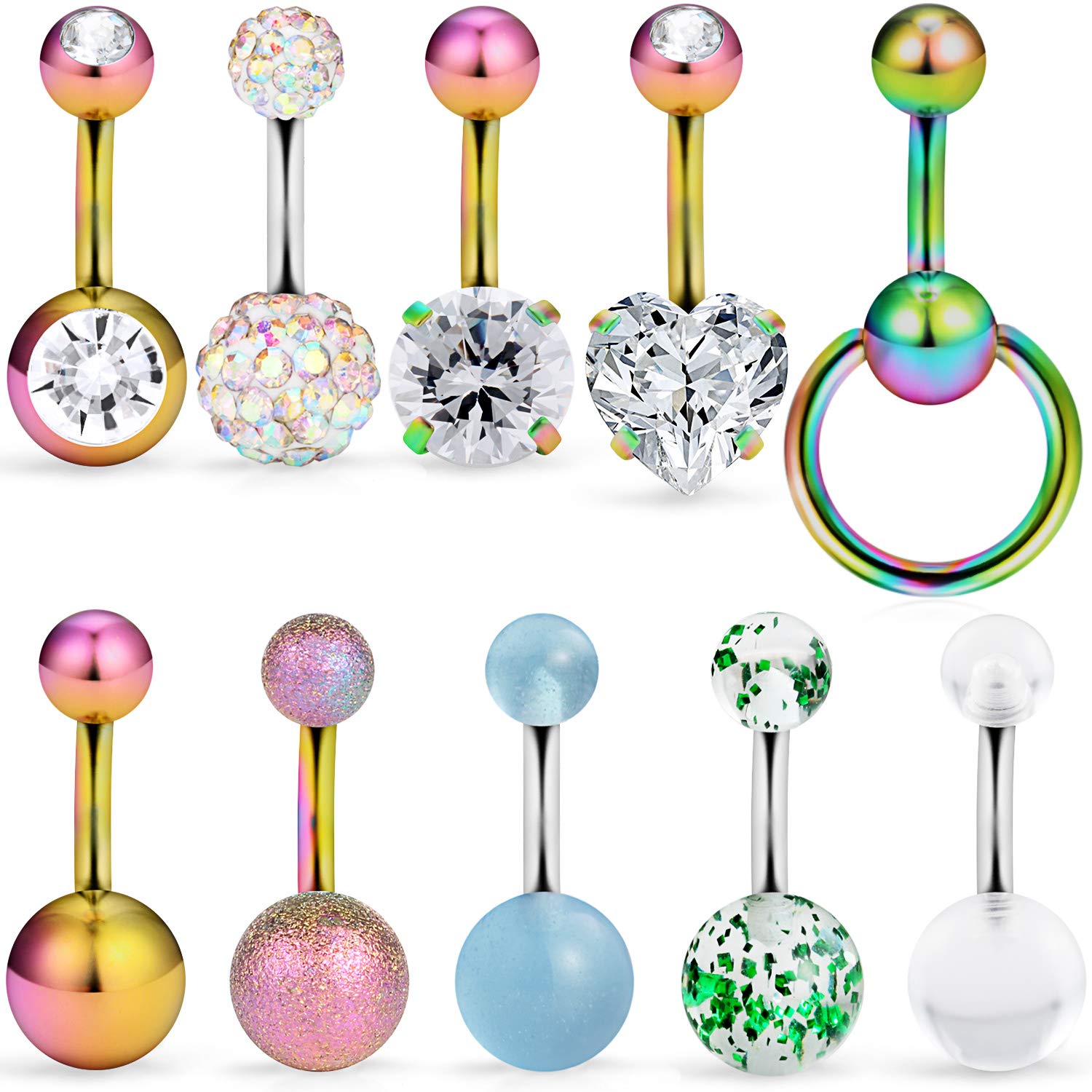 Buy Ftovosyo 10 Pcs 14G Dangle Short Belly Button Rings for Women Girls