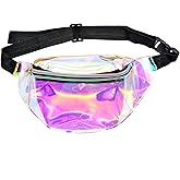 Holographic Fanny Pack, Clear Waterproof Waist Bag Stadium Approved, Fashion Sports Waist Pack for Running, Camping, Travel, Hiking, Beach