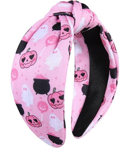 Halloween Headbands Bulk Women Fabric Elastic Knotted Ghost Pumpkin Skull Amazon.com: Retrowavy 40 Pcs Halloween Headband Assorted  main image 3