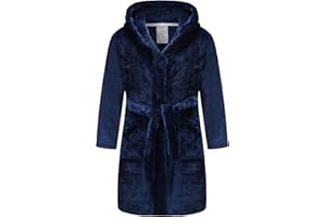 E.W Apparel Boys Fleece Robe Girls Hooded Bathrobe Toddlers Soft Fuzzy Robe for Kids(Ny,11-12 Years)