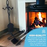 Thorness 5 Piece Black Metal Loop Handle Fireplace Companion Set 60cm view 6