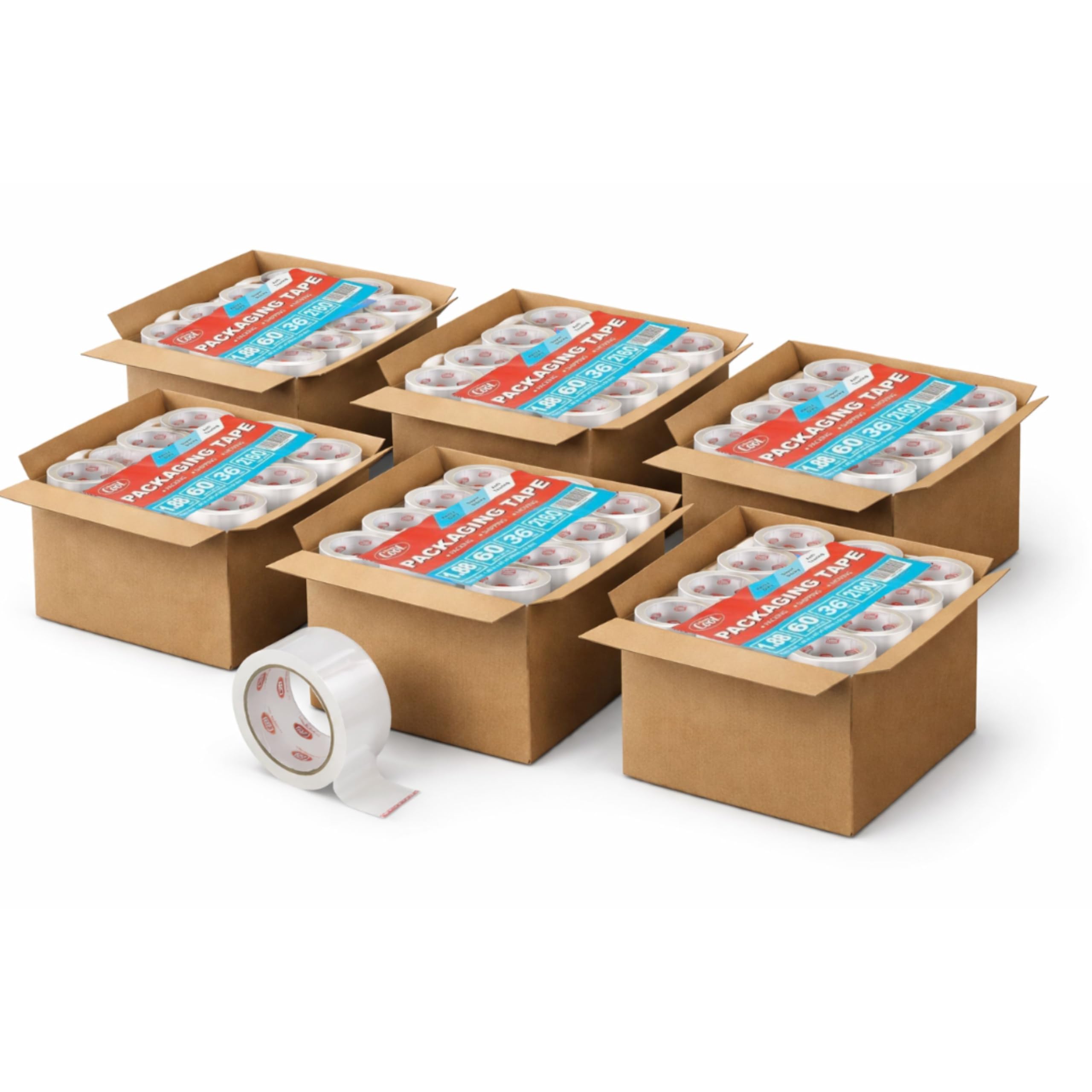 Simply Cool Packing Tape, 1.97 Mil Thick 1.88” Wide x 60 Yards, Heavy Duty Packaging Tape for Shipping, Moving Boxes, Sealing, Mailing & Storage – Strong, 6 Cases of 36 Rolls, 216 Total Rolls Image