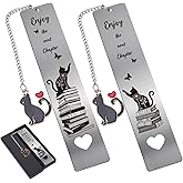 Berirexrion Cute Cat Metal Bookmark - 2 PCs Enjoy The Next Chapter Bookmarks Reading Women Men Teachers Retirement Gifts Book Markers Pendant Book Cat Lovers Readers Students Family Friends Birthday