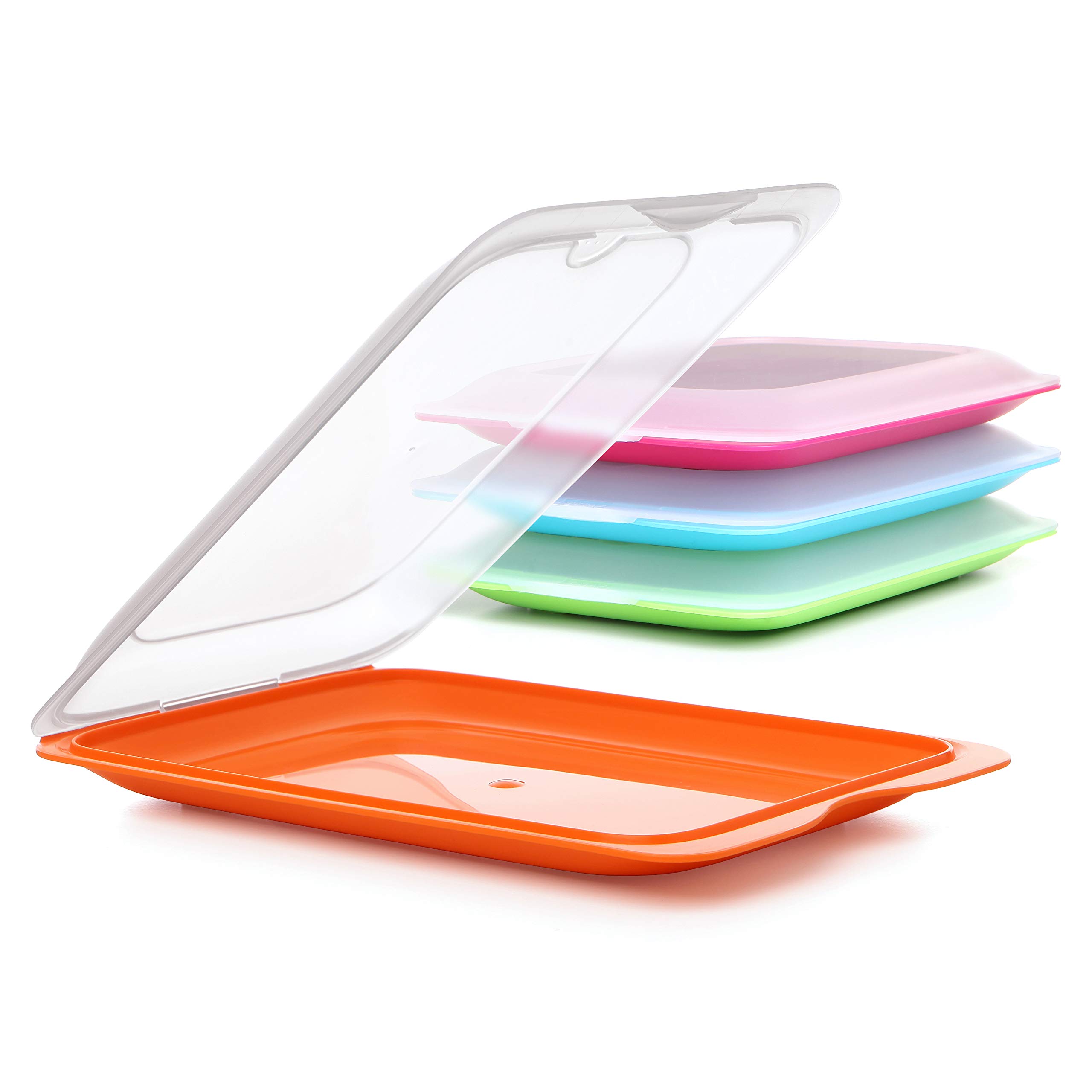 TATAY Set 4 cold meat container, with lid and body removed, in four colours, reusable and stackable, made of BpA-free plastic