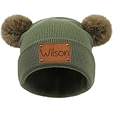 Personalized Baby Pom Pom Beanie Hat,Custom Newborn Name Beanie Knitted Hat, Winter Gift for Infant Kids Toddler