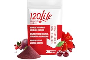 120LIFE Blood Pressure Support, Natural Beet Root Powder Drink Mix with Pomegranate Powder, Cranberry Supplement, Tart Cherry, Hibiscus, and Magnesium (28 Servings) - Gluten-Free, Vegan