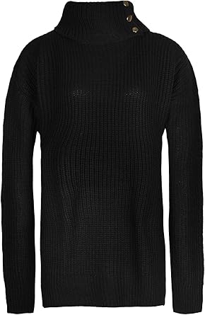 black polo neck jumper with gold buttons