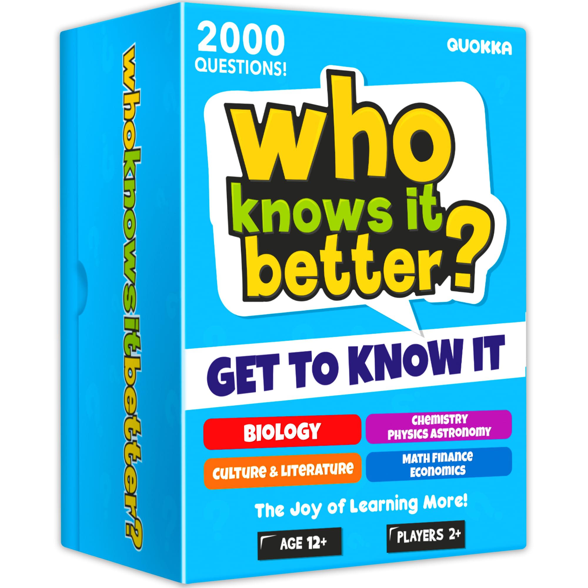 QUOKKA Trivia Card Games For Kids 8-12 - Set 4 in 1 Board Games for Adults & Teens 12+ Who Know It Better? - Kids & Family Card Quiz - Fun & Educational Questions for Children & Family Gatherings