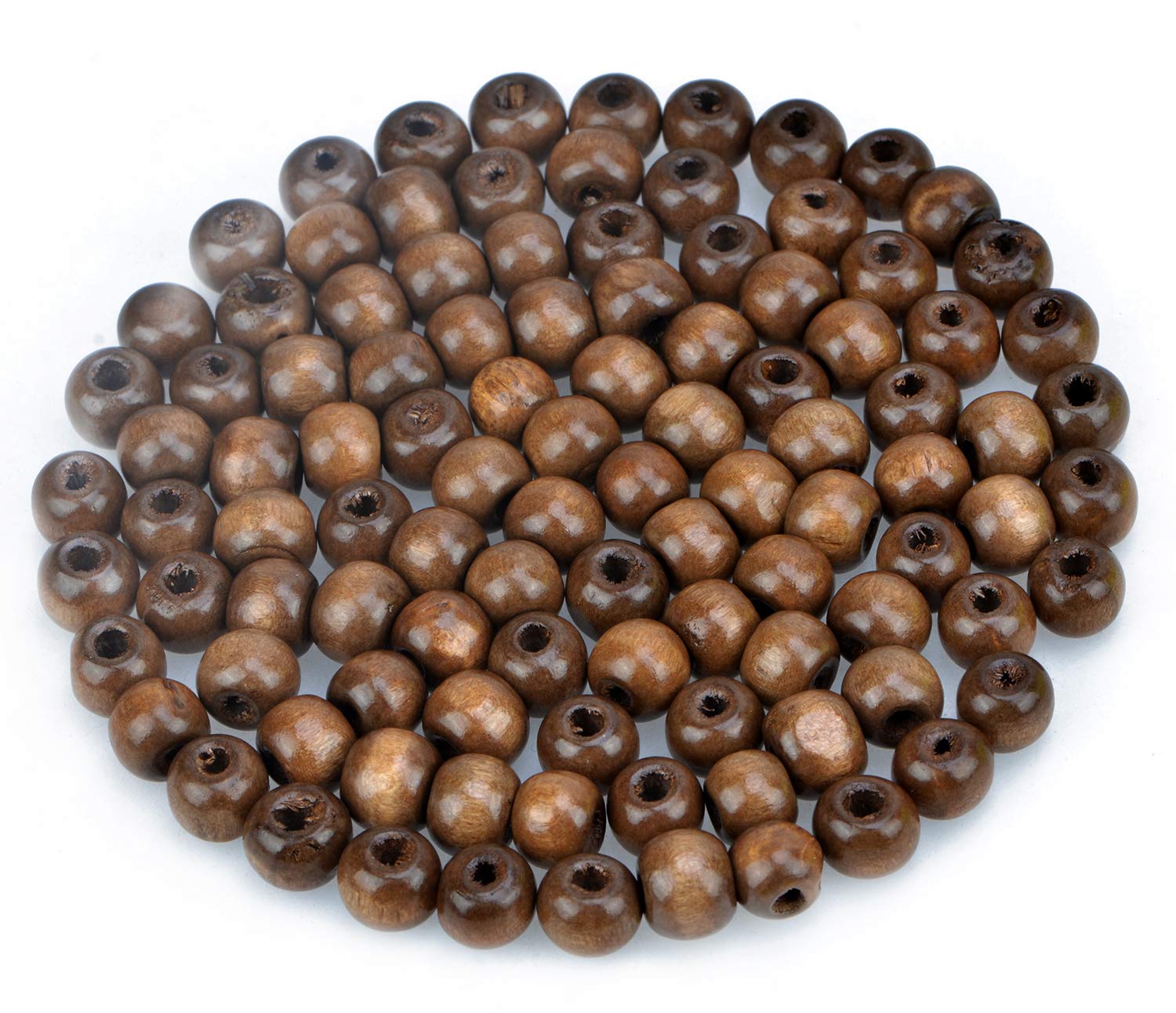 AD Beads Wood Spacer Loose Wooden Craft Beads Big Hole Beads Assorted for Necklace Bracelet Craft Making Decoration(8x10mm 200pcs, Coffee)