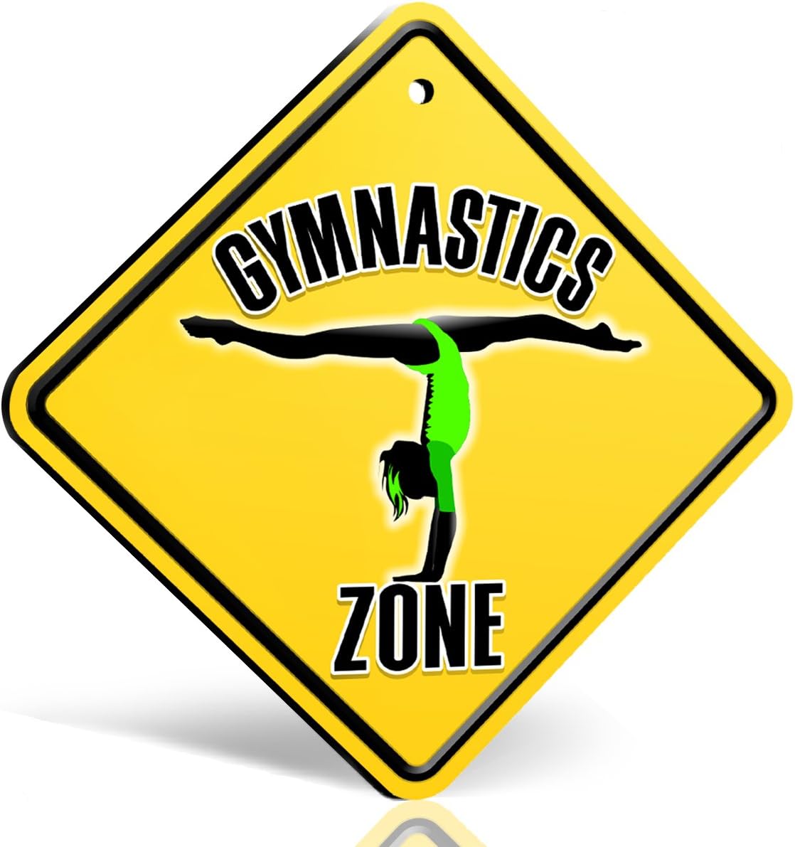 Creative Splash Gymnastics Zone for Girls Gymnast Handstand DIBOND Yellow Diamond Sign for Bedroom, Doors, Gym, Fun, Home or Business