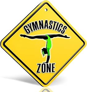 Creative Splash Gymnastics Zone for Girls Gymnast Handstand DIBOND Yellow Diamond Sign for Bedroom, Doors, Gym, Fun, Home or Business
