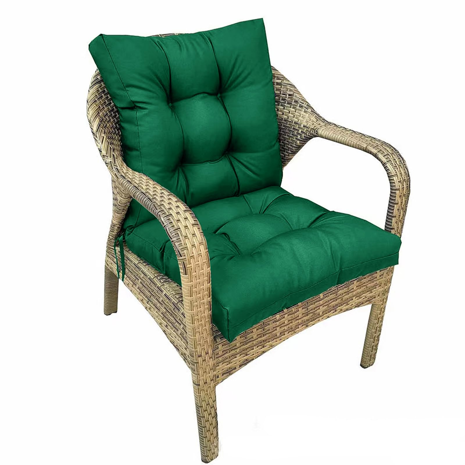 Photo 1 of UUluhao Outdoor Wicker Chair Cushions with Ties Non-Slip Tufted Replacement Cushion for Patio Furniture Garden Thicken Outdoor High Back Seat Pads Dark Green 41.7"*20.8"*3.9"