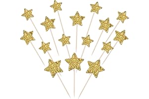ZHUOWEISM 30 PCS Gold Little Star Cupcake Toppers Glitter Twinkle Star Cupcake Picks Baby Shower Cake Decorations for Wedding Engagement Bridal Shower Kids Birthday Party Supplies Mixed Size