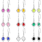 Small Teardrop Earrings for Women Trendy Colorful Dainty Crystal Dangle Earrings Set Silver Vintage Boho Drop Earrings Jewelry