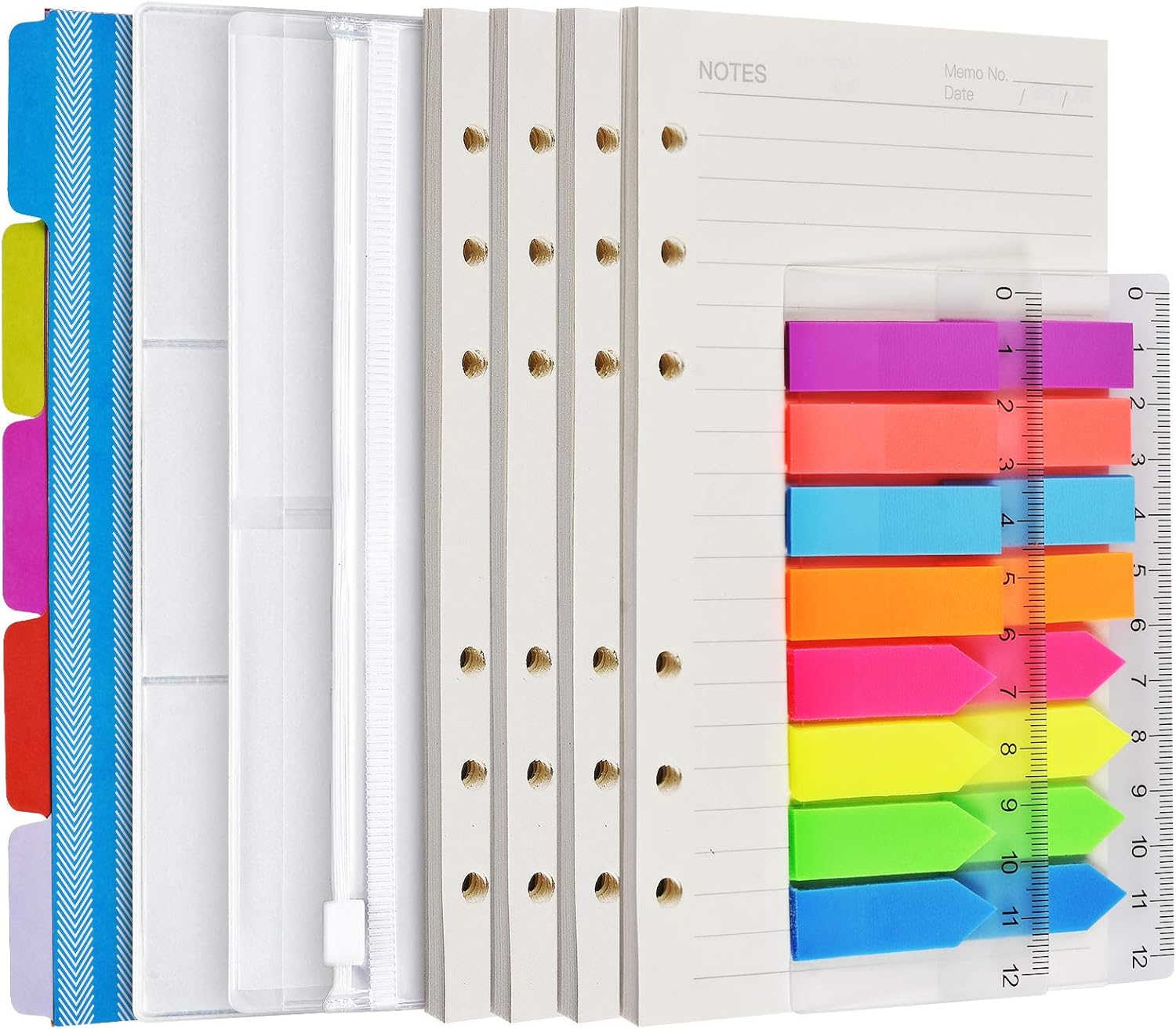 9 Discbound Lined Colorful Refills Paper, 100 Sheets (200 Pages), 9 Disc Pre-Punched Happy