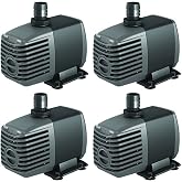 Active Aqua Submersible Water Pump - Oil-Free - 400 GPH 4 Pack - Ceramic | Mag Drive Construction, 3.2 PSI Output, Adjustable Flow Knob, For 40 gal Reservoirs, Inline Capable, 120V 24W Motor