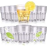 Meanplan Set of 24 Acrylic Drinking Glasses Reusable Water Drinking Cups Stackable Shatterproof Unbreakable Drinking Tumblers Water Glasses for Juice Beverages Drinks Coffee(Clear,8oz)