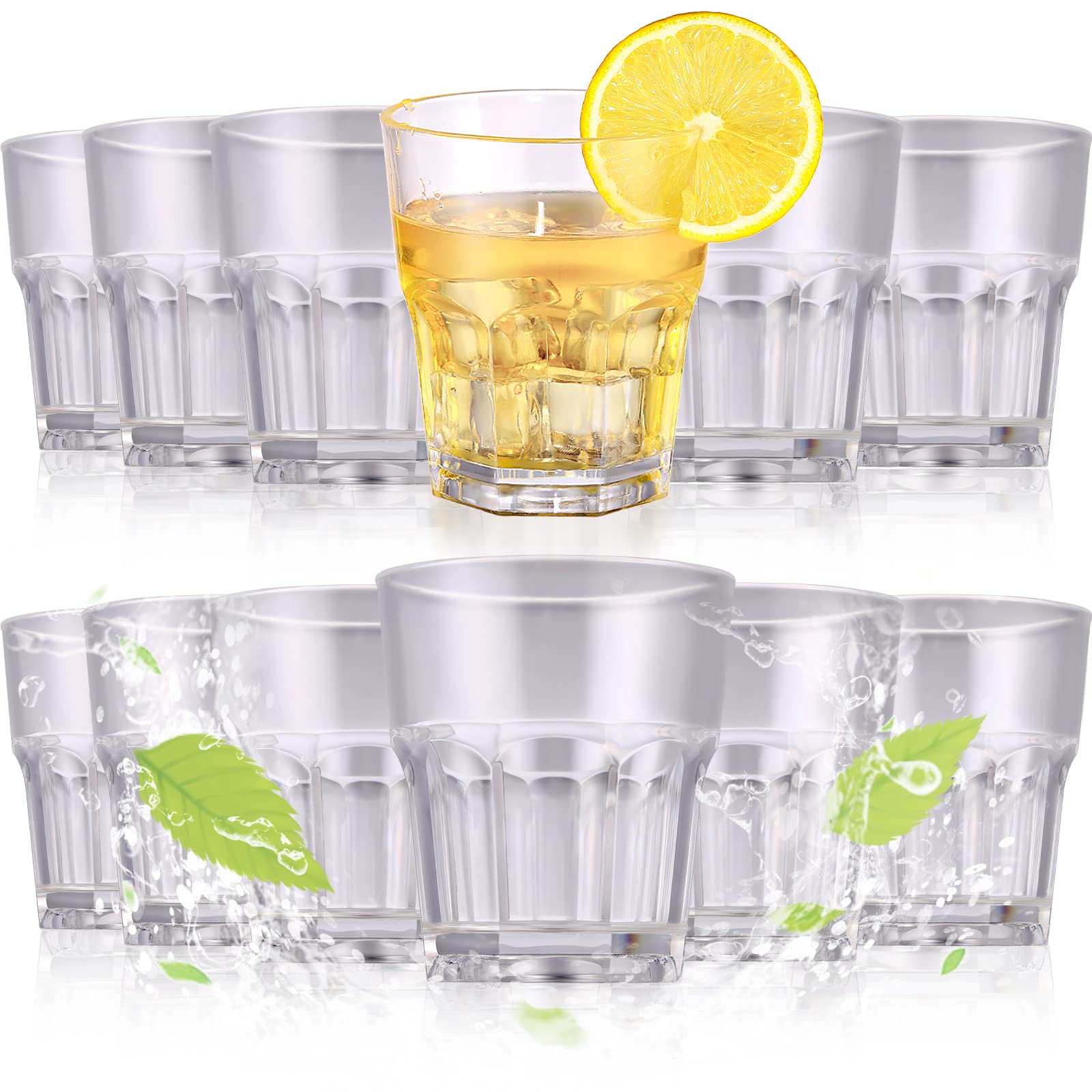 Photo 1 of Meanplan Set of 24 Acrylic Drinking Glasses Reusable Water Drinking Cups Stackable Shatterproof Unbreakable Drinking Tumblers Water Glasses for Juice Beverages Drinks Coffee(Clear,8oz)