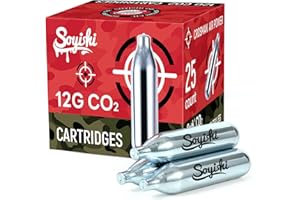 Soyishi 25 Count 12 Gram CO2 Cartridges for Paintball - CO2 Cylinder Non-Threaded CO2 Powerlet Cartridges for BB Gun, Airsoft, Air Gun, Pepper Gun P2P HDP