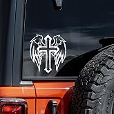 Cross with Wings Decal Vinyl Sticker Auto Car Truck Wall Laptop | White | 5