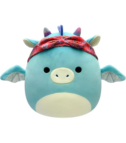 Squishmallows Carin Drago Blu Con Criniera Arancione – Peluche Originale Jazwares, 35,6 Cm, Ultra Morbido