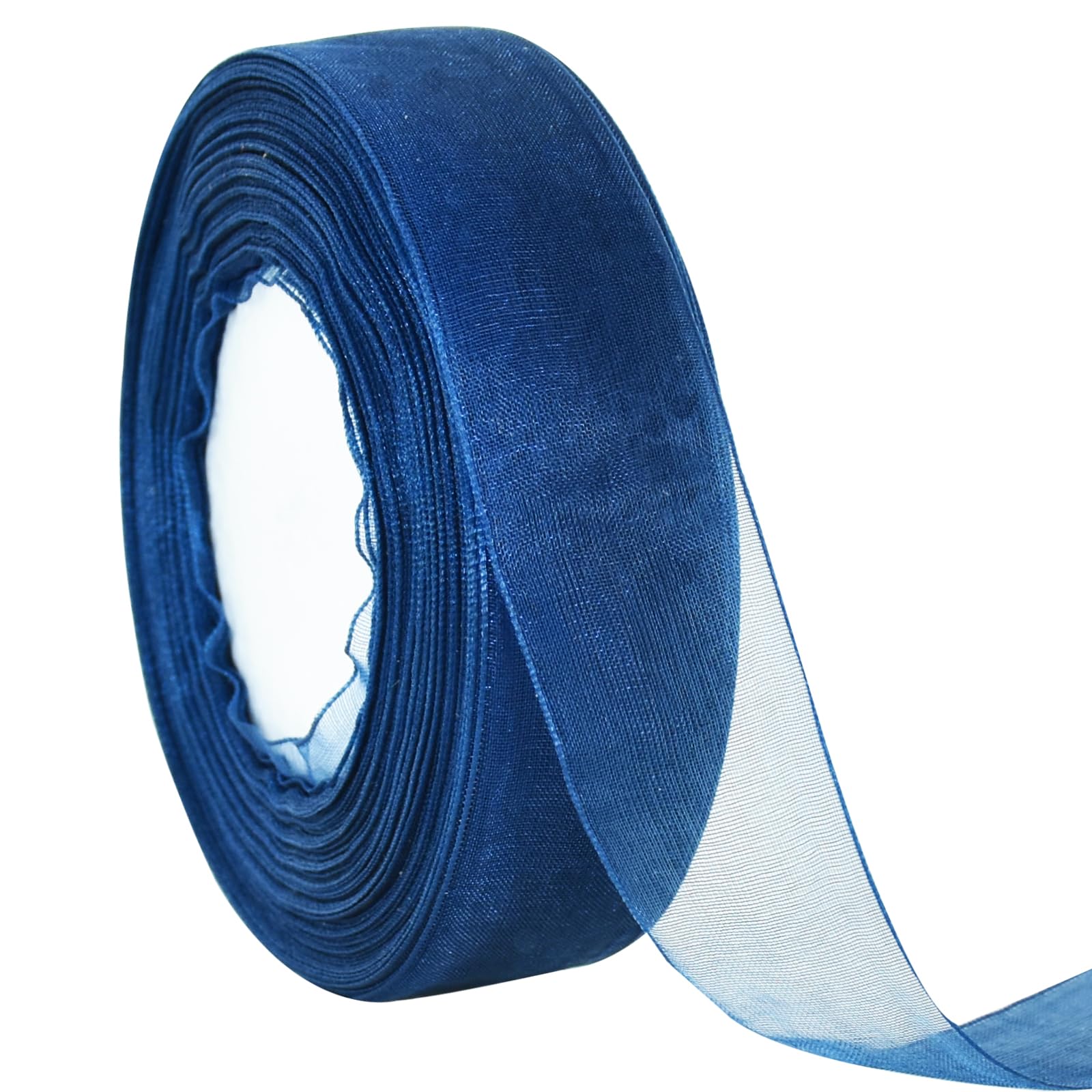 TONIFUL 1 Inch Navy Blue Sheer Chiffon Ribbons, Organza Ribbon For Wedding Christmas Decorations, Christmas Valentine's Gift Wrapping, Bows Making, Floral Bouquets Wrapping and Handmade Craft Supplies