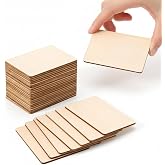 100 Pcs Unfinished Wood Pieces Blank Wood Squares Round Corner for Painting Writing Carving Letter Scrabble DIY (2.08&rdquo; x 1.37&rdquo; Rectangle)