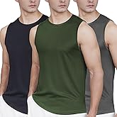Pilamor Mens Tank Tops 3 Pack,Quick Dry Gym Sleeveless Muscle T Shirts for Men's Fitness