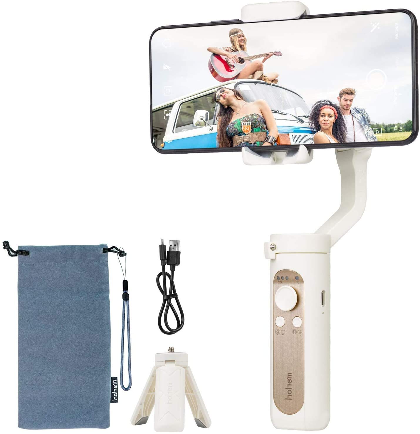 hohem Gimbal Stabilizer for Smartphones 3 Axis Phone Gimbal with iSteady 3.0 & Face Tracking 3.0 Handheld Portable Gimbal Stabilizer for iPhone & Android, iSteady X