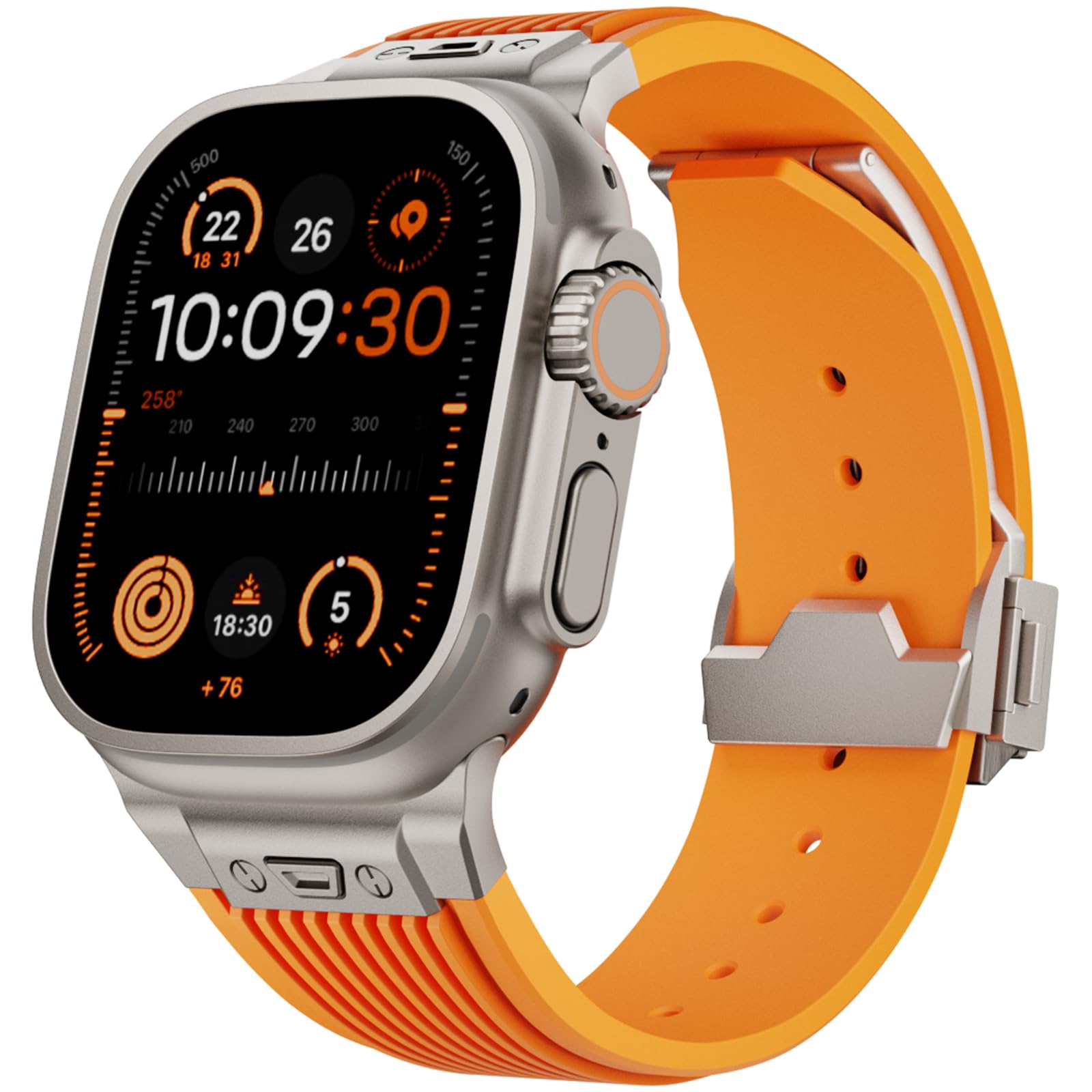 SEURE Strap Designed for Apple Watch Ultra3/2/1 49mm,Series 9/8/7 45mm,Series SE2/6/SE/5/4 44mm,Series 3/2/1 42mm,Soft Silicone Sports Straps Robust Replacement Band with Metal Connector,Orange