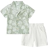 YALLET Toddler Boy Clothes Summer Outfits Short Sleeve Button Down Shirt+Shorts Baby Boy Beach Casual Clothe 1-10 Years