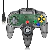 Wired USB N64 Controller, FISUPER Classic Video Game Controller USB Gamepad for Windows PC MAC Raspberry PI Retropie (Clear B
