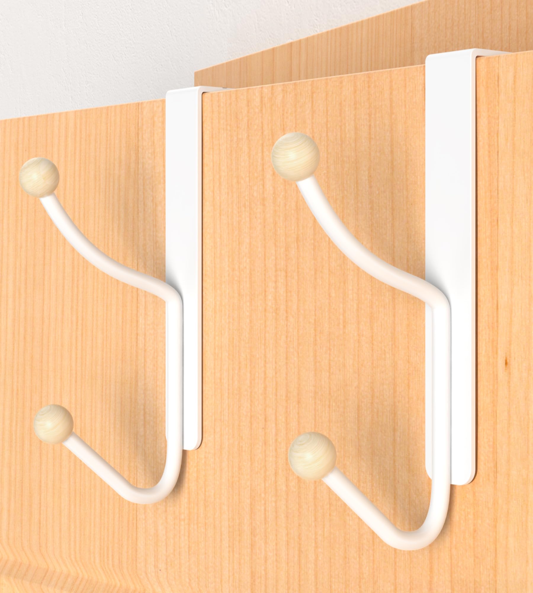 Photo 1 of CHAUNCEY HOME Over The Door Hooks Hanger, No Assembly Required, Fit 1 3/8" Door, Super Heavy Duty Metal Twin Hooks, Wreath Garland Hanger, Bathroom Accessories and Coat Towel Rack, Matte White
