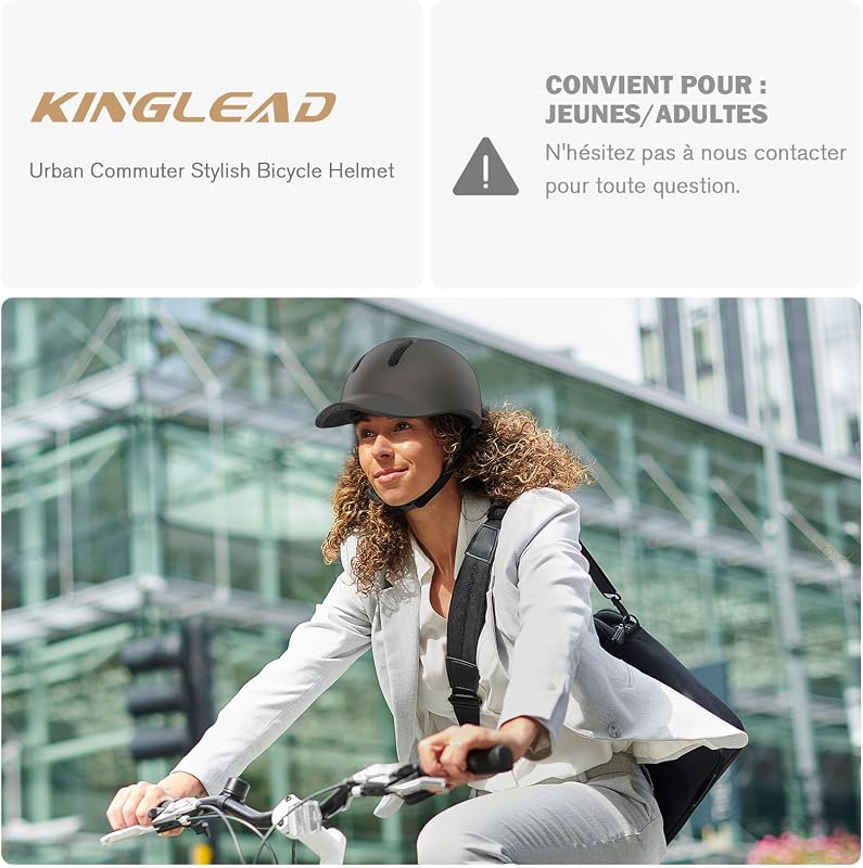 Casque de vélo Urban Commuter - Casque de vélo élégant pour Homme et Femme - pour Cyclisme, Trekking, Ville - Casque réglable - 55-61 cm