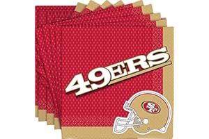 Amscan San Francisco "49ers" Luncheon Paper Napkins, 6.5" (16-Pack) - Perfect for Birthdays, Tailgates & Victory Parties