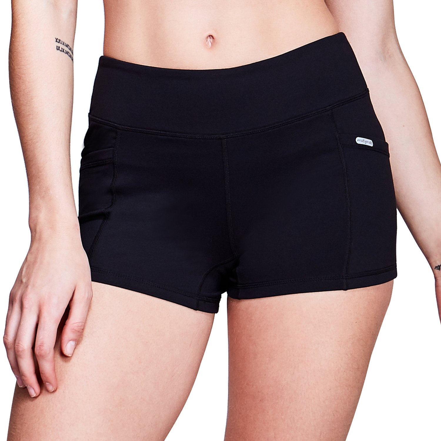 Matymats Women’s Workout Running Shorts Tummy Control Active Yoga Shorts Big Side Pockets