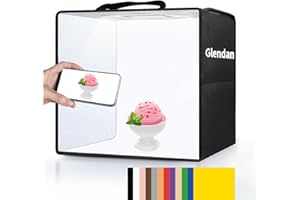 Glendan Portable Light Box Photography: 16"x12" Folding Photo Box with CRI >95 Dimmable 112 LEDs Lights - 12 Color Backdrops for Small Size Products Photography