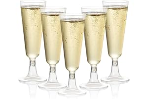 MATANA 48 Clear Plastic Champagne Flutes, 150ml - Elegant, Sturdy & Reusable - Toasting Glasses for Mimosa, Cocktails, Prosec