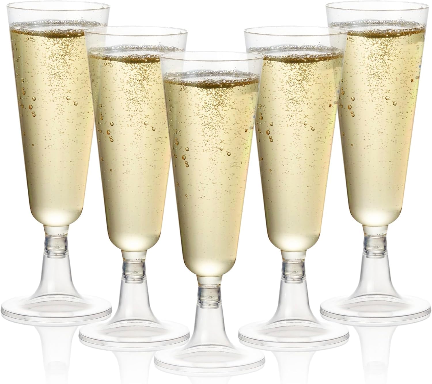 MATANA 48 Premium Plastic Champagne Flutes, 150ml / 5oz - Cocktail Glasses, Reusable Prosecco Glasses, Wine Cups - Clear Plastic Flutes for Parties, Christmas, Weddings & Toasts
