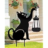 twinbling Black Cat Yard Decorations Outdoor - Solar Lights Outdoor Garden Decor Stake with Butterfly Decorative Metal Housewarming Ornament for Pathway Lawn Patio – Unique Gift for Woman Mom Grandma