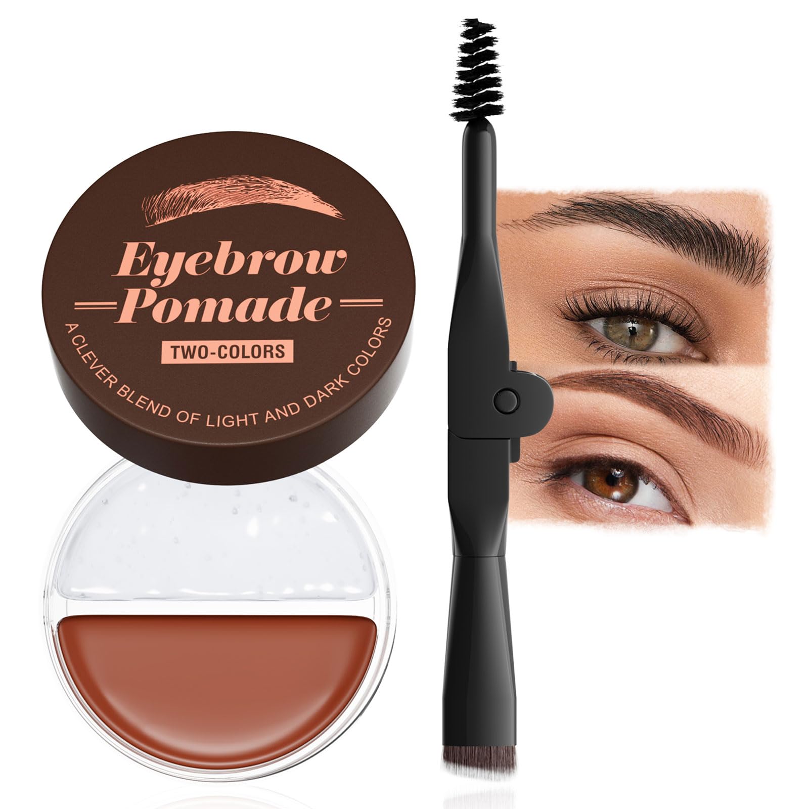 Eyebrow Pomade Brow Dye - 2 in 1 Waterproof Eyebrow Gel Long Lasting Brow Pomade with Brush, Eyebrow Brow Pomade Professional Makeup Tinted Eyebrow for Holiday Parties Makeup (#04)