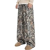 RoseSeek Boy's Graphic Camo Baggy Pants Wide Leg Elastic Waist Long Trousers Vintage Streetwear