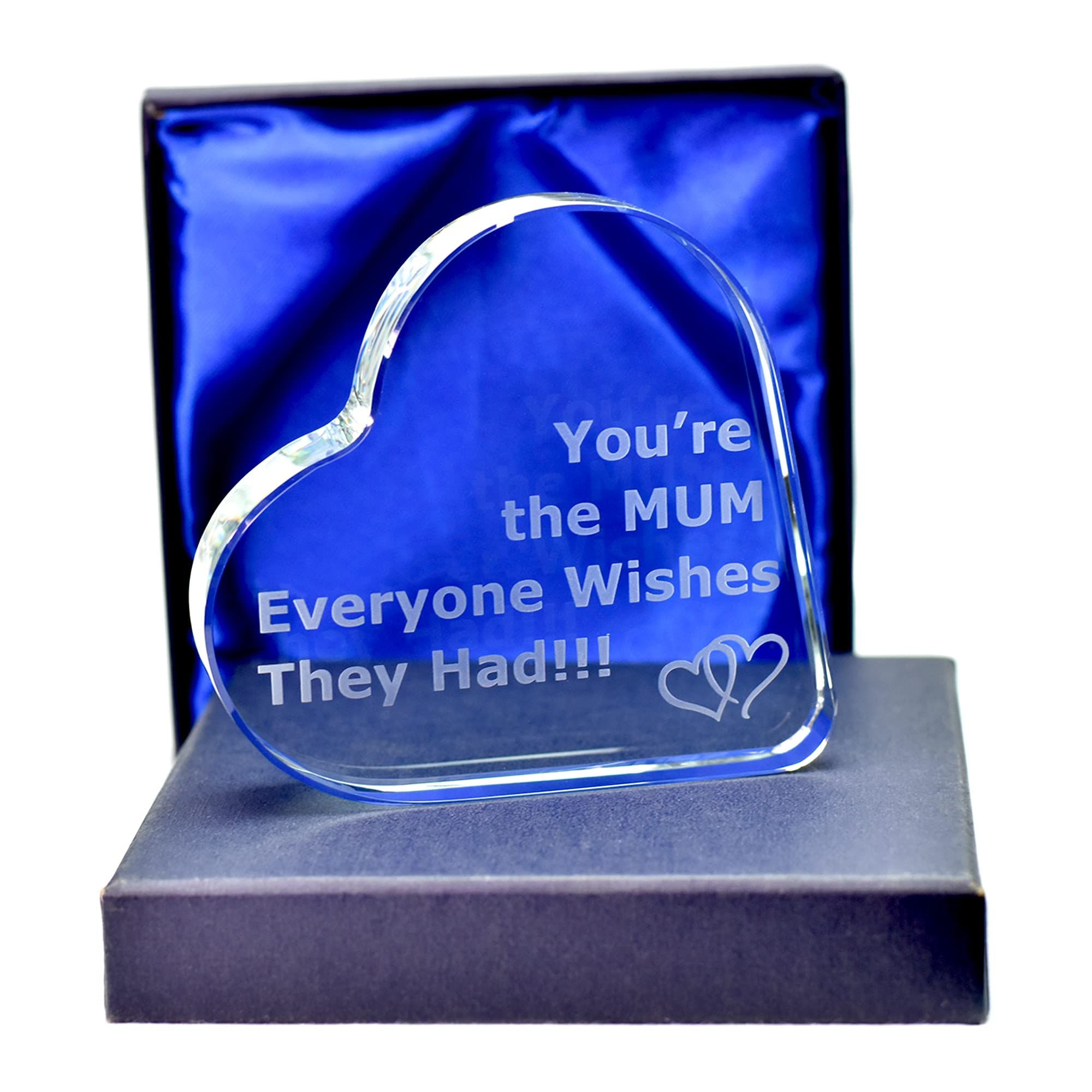 LT Engraved Glass Heart for Mum – Gift for Christmas and Mothers Day, Birthday Gift for Mum from Son and Daughter