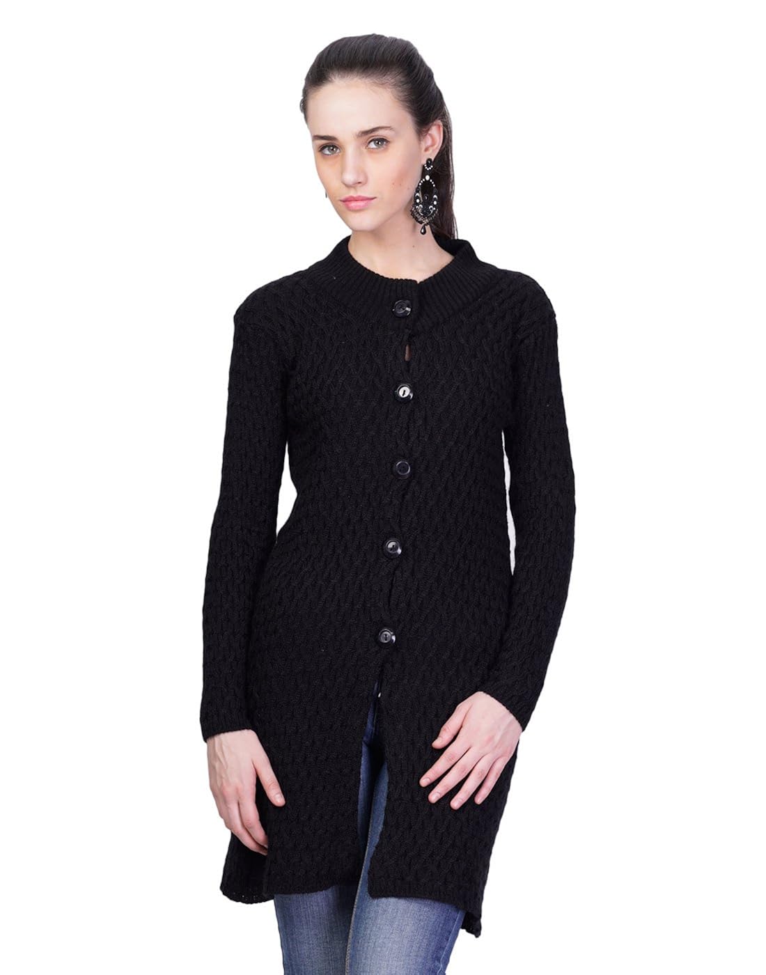 montrex black designer long coat for women