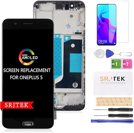 Amazon Com For Oneplus 5 Screen Replacement Lcd Display Touch Digitizer Glass Amoled Screen Replacement Parts Assembly With Frame Fit For Oneplus 5 1 5 A5000 5 5 Black